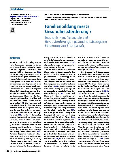 Vorschauseite 1: Familienbildung meets Gesundheitsförderung!?
