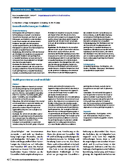 Vorschauseite 3: Gesundheitsförderung im Reallabor?