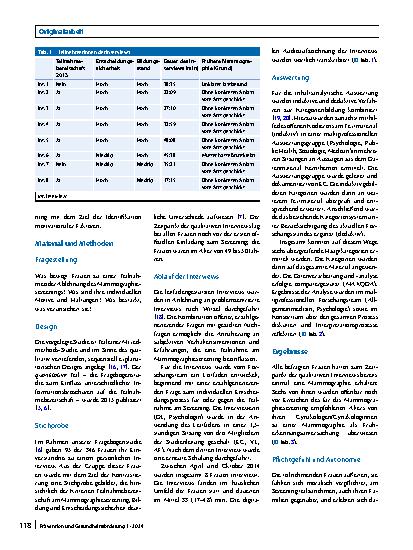 Vorschauseite 2: Was motiviert Frauen zur Teilnahme am Mammographiescreening? Ergebnisse einer qualitativen Analyse von Interviews