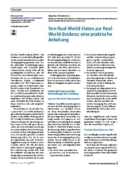 Vorschauseite 1: Von Real-World-Daten zur Real-World-Evidenz: eine praktische Anleitung
