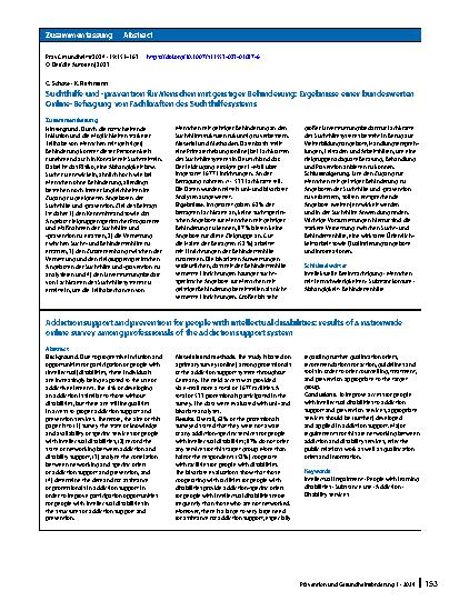 Vorschauseite 3: Suchthilfe und -prävention für Menschen mit geistiger Behinderung: Ergebnisse einer bundesweiten Online-Befragung von Fachkräften des Suchthilfesystems
