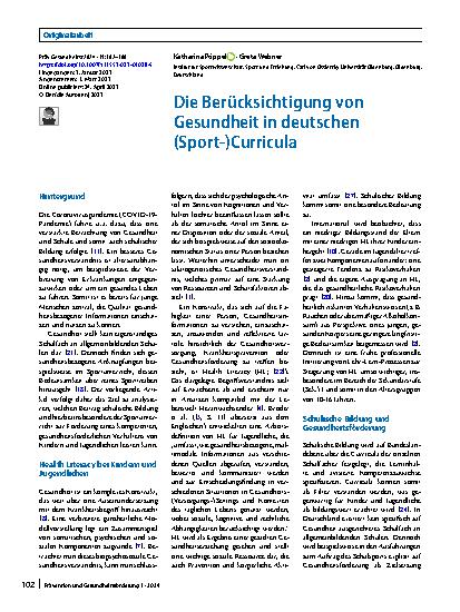 Vorschauseite 1: Die Berücksichtigung von Gesundheit in deutschen (Sport‑)Curricula