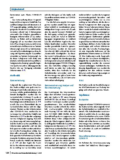 Vorschauseite 2: Gesundheitsinformationen in der Pandemie – Wahrnehmungen von Menschen mit einer chronisch obstruktiven Lungenerkrankung