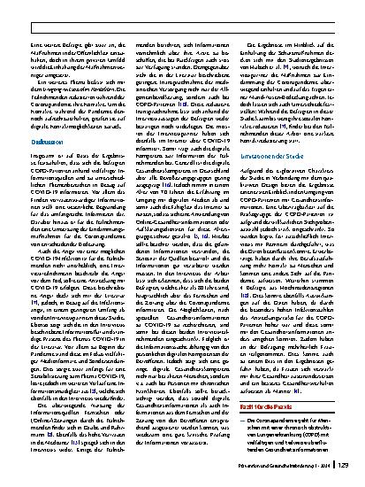 Vorschauseite 5: Gesundheitsinformationen in der Pandemie – Wahrnehmungen von Menschen mit einer chronisch obstruktiven Lungenerkrankung