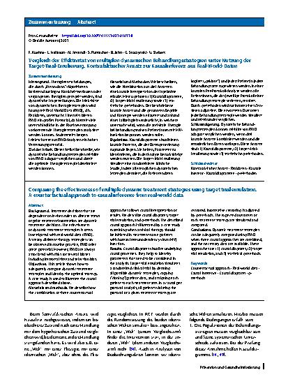 Vorschauseite 3: Vergleich der Effektivität von multiplen dynamischen Behandlungsstrategien unter Nutzung der Target-Trial-Emulierung