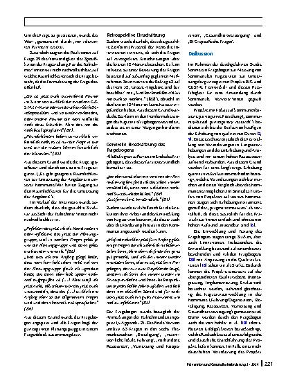 Vorschauseite 6: Entwicklung eines Fragebogens zur Messung der kommunalen Kapazitäten für partizipative Bewegungsprogramme: eine Think-aloud-Studie