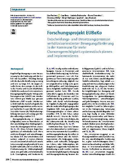 Vorschauseite 1: Forschungsprojekt EUBeKo