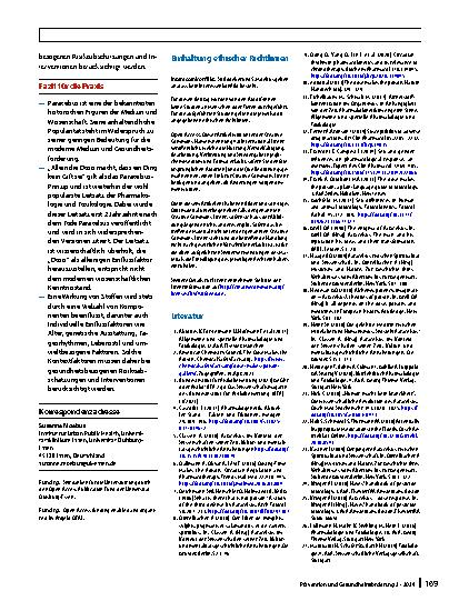 Vorschauseite 5: Das Paracelsus-Prinzip „Allein die Dosis macht, dass ein Ding (k)ein Gift sei“ – ein nicht mehr zeitgemäßer Lehrsatz und ätiologischer Mythos