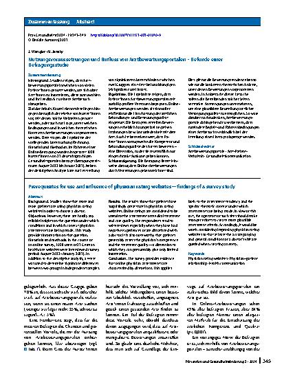 Vorschauseite 3: Nutzungsvoraussetzungen und Einfluss von Arztbewertungsportalen – Befunde einer Befragungsstudie
