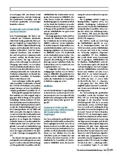 Vorschauseite 2: Psychische Gesundheit Studierender während des Online-Studiums im Zuge der COVID-19-Pandemie – quantitative und qualitative Befunde