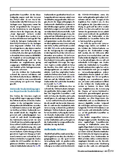 Vorschauseite 6: Psychische Gesundheit Studierender während des Online-Studiums im Zuge der COVID-19-Pandemie – quantitative und qualitative Befunde