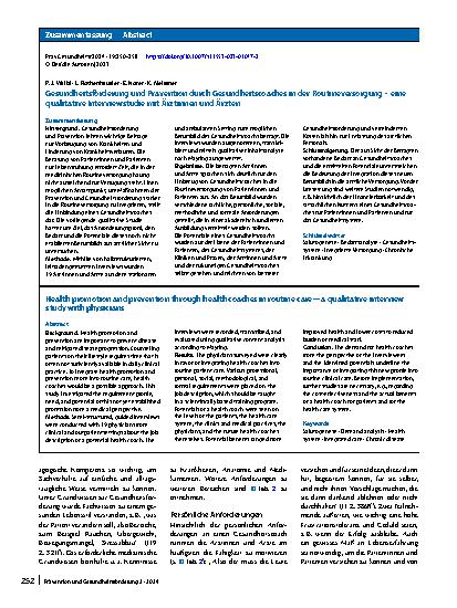 Vorschauseite 3: Gesundheitsförderung und Prävention durch Gesundheitscoaches in der Routineversorgung – eine qualitative Interviewstudie mit Ärztinnen und Ärzten