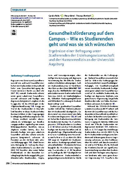 Vorschauseite 1: Gesundheitsförderung auf dem Campus – Wie es Studierenden geht und was sie sich wünschen
