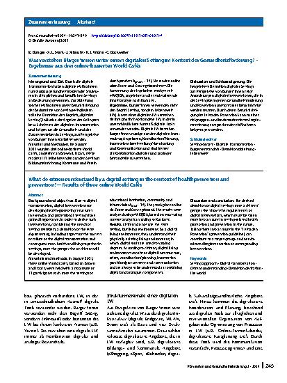 Vorschauseite 3: Was verstehen Bürger*innen unter einem digitalen Setting im Kontext der Gesundheitsförderung? – Ergebnisse aus drei online-basierten World Cafés