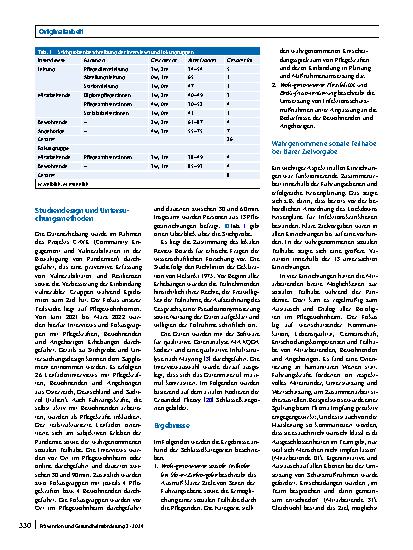 Vorschauseite 2: Soziale Teilhabe in Pflegeheimen während der COVID-19-Pandemie („coronavirus disease 2019“)