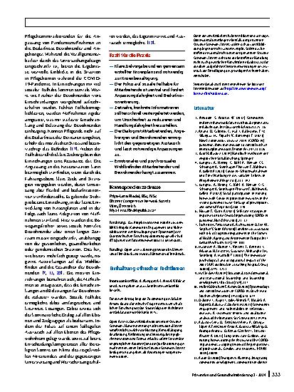 Vorschauseite 5: Soziale Teilhabe in Pflegeheimen während der COVID-19-Pandemie („coronavirus disease 2019“)