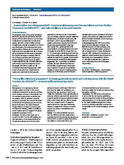 Vorschauseite 3: „Löwenstark in der Schwangerschaft!“ Ressourcenaktivierung und Stressreduktion mit dem Zürcher Ressourcen Modell (ZRM®) – eine unkontrollierte Interventionsstudie
