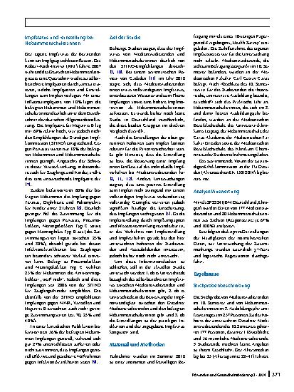 Vorschauseite 2: Gibt es Unterschiede beim Impfstatus und dem Impfverhalten von Medizinstudierenden und Hebammenschülerinnen?