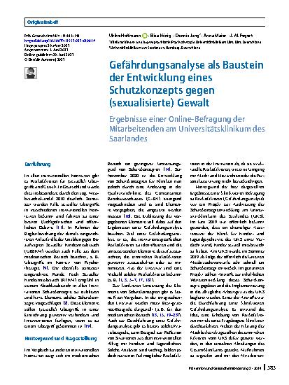 Vorschauseite 1: Gefährdungsanalyse als Baustein der Entwicklung eines Schutzkonzepts gegen (sexualisierte) Gewalt
