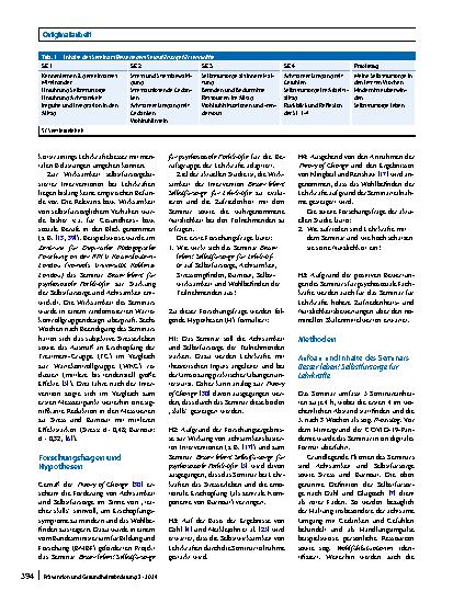 Vorschauseite 4: Selbstfürsorge für Lehrkräfte – Evaluation der Effekte einer Präventionsund Gesundheitsförderungsmaßnahme