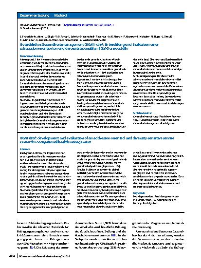 Vorschauseite 3: Betriebliches Gesundheitsmanagement (BGM) vital: Entwicklung und Evaluation einer adressatenorientierten und diversitätssensiblen BGM-Servicestelle