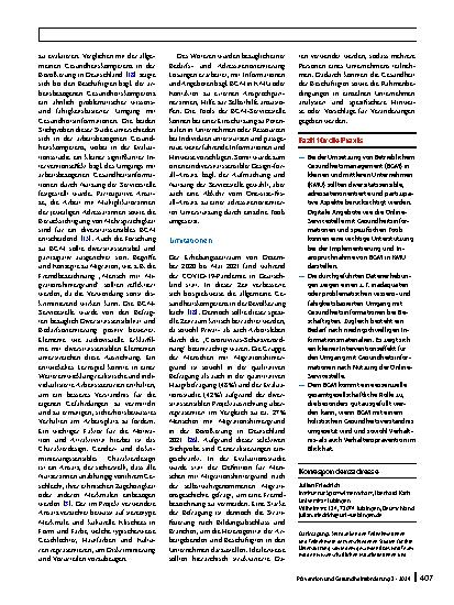 Vorschauseite 6: Betriebliches Gesundheitsmanagement (BGM) vital: Entwicklung und Evaluation einer adressatenorientierten und diversitätssensiblen BGM-Servicestelle