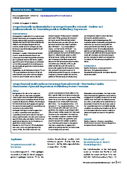Vorschauseite 3: Interprofessionelle Qualitätszirkel und ein interprofessionelles Netzwerk – Strukturund Qualitätsmerkmale der Pränataldiagnostik in Mecklenburg-Vorpommern