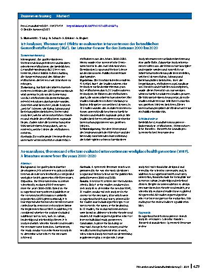 Vorschauseite 3: Ist-Analysen, Theorien und Effekte in evaluierten Interventionen der betrieblichen Gesundheitsförderung (BGF)