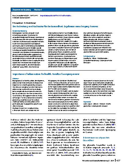 Vorschauseite 3: Die Bedeutung von Stadtnatur für die Gesundheit