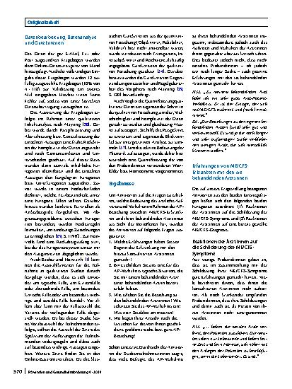 Vorschauseite 4: Die ärztliche Wahrnehmung von ME/CFS-Erkrankten (myalgische Enzephalomyelitis/chronisches Fatigue-Syndrom) als „schwierige Patienten“