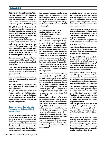 Vorschauseite 6: Die ärztliche Wahrnehmung von ME/CFS-Erkrankten (myalgische Enzephalomyelitis/chronisches Fatigue-Syndrom) als „schwierige Patienten“