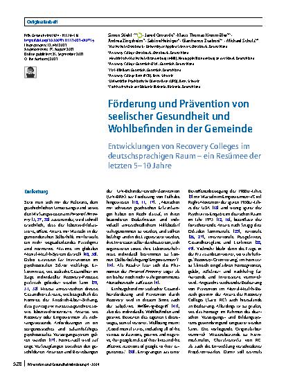Vorschauseite 1: Förderung und Prävention von seelischer Gesundheit und Wohlbefinden in der Gemeinde