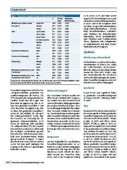 Vorschauseite 2: Die psychische Gesundheitskompetenz der Bevölkerung in Deutschland