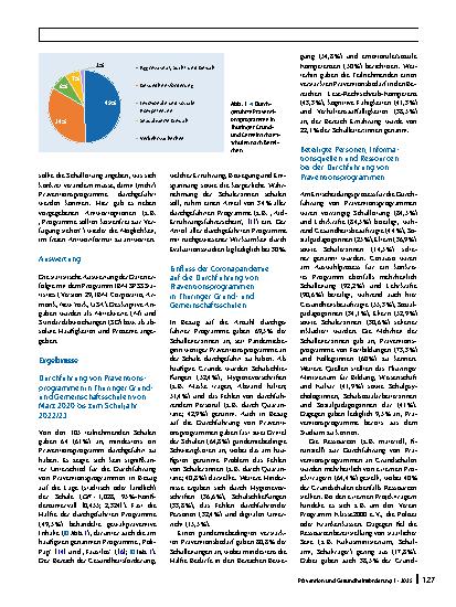 Vorschauseite 4: Einsatz von Präventionsprogrammen an Grundschulen während der Coronapandemie (COVID-19, „coronavirus disease 2019“)