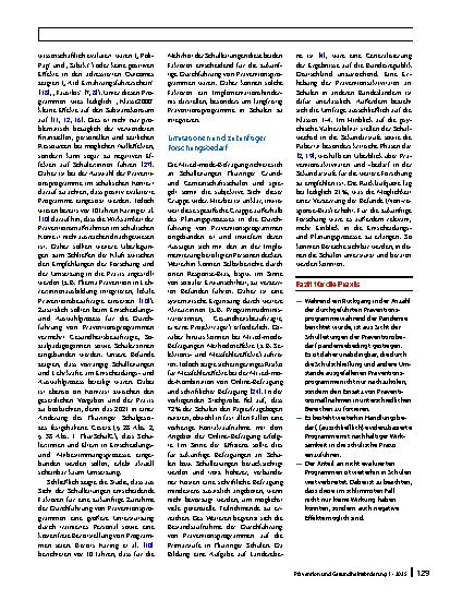 Vorschauseite 6: Einsatz von Präventionsprogrammen an Grundschulen während der Coronapandemie (COVID-19, „coronavirus disease 2019“)