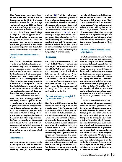 Vorschauseite 2: Risikowahrnehmung und Einstellungen bezüglich E-Zigarettenkonsum von jungen Erwachsenen: Ergebnisse aus Fokusgruppen