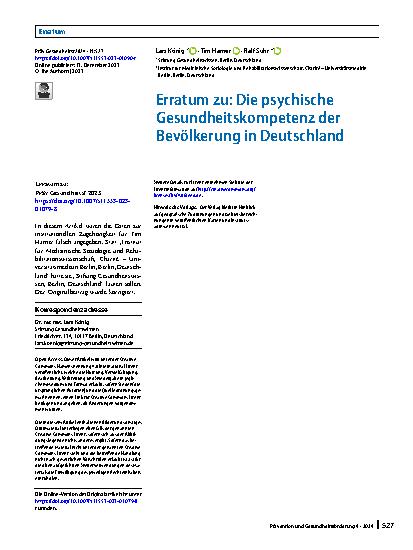 Vorschauseite 1: Erratum zu: Die psychische Gesundheitskompetenz der Bevölkerung in Deutschland