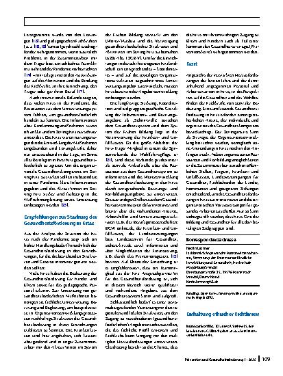 Vorschauseite 4: Neue Herausforderungen der Gesundheitsförderung in Kindertageseinrichtungen nach der Pandemie – Fachkräftegesundheit im Fokus