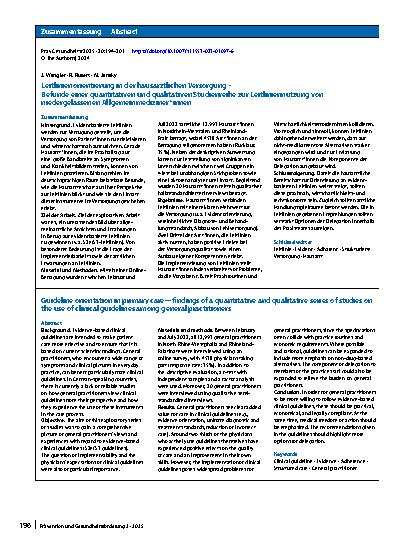 Vorschauseite 3: Leitlinienorientierung in der hausärztlichen Versorgung – Befunde einer quantitativen und qualitativen Studienreihe zur Leitliniennutzung von niedergelassenen Allgemeinmediziner*i…