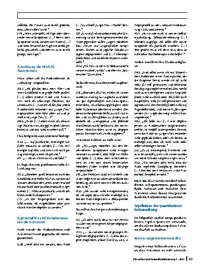 Vorschauseite 6: Wahrnehmung von Genderaspekten in der Beziehung zwischen Ärzt:innen und Patient:innen bei myalgischer Enzephalomyelitis/chronischem Fatigue-Syndrom (ME/CFS)