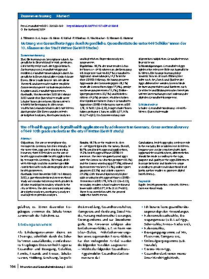 Vorschauseite 3: Nutzung von Gesundheits-Apps durch Jugendliche