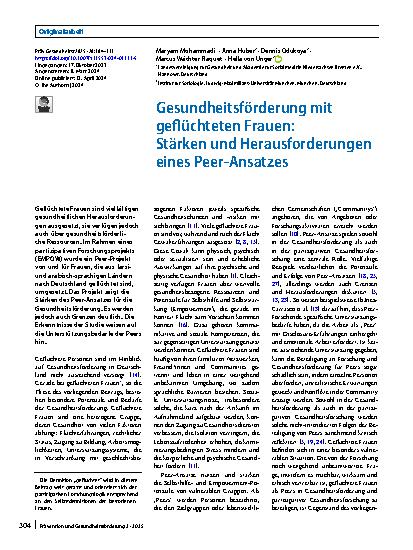 Vorschauseite 1: Gesundheitsförderung mit geflüchteten Frauen: Stärken und Herausforderungen eines Peer-Ansatzes