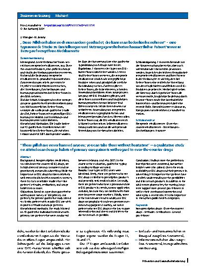 Vorschauseite 3: „Diese Pillchen haben noch niemandem geschadet, die kann man bedenkenlos nehmen“ – eine typisierende Studie zu Einstellungen und Nutzungsgewohnheiten hausärztlicher Patient*innen…