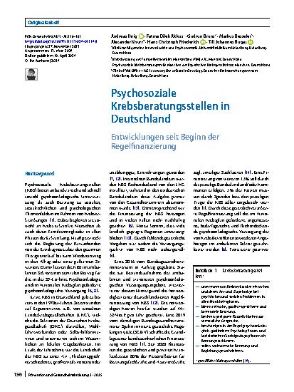 Vorschauseite 1: Psychosoziale Krebsberatungsstellen in Deutschland