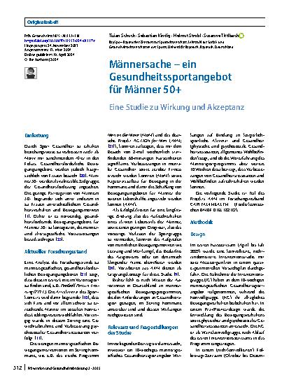 Vorschauseite 1: Männersache – ein Gesundheitssportangebot für Männer 50+