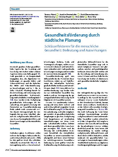 Vorschauseite 1: Gesundheitsförderung durch städtische Planung