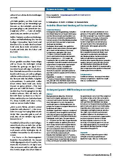 Vorschauseite 3: Bedrohte Eltern-Kind-Bindung auf der Neonatologie