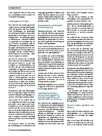 Vorschauseite 4: Prävention psychischer Störungen bei Kindern, Jugendlichen und jungen Erwachsenen – eine Bedarfsabfrage zur Entwicklung von Schulungskonzepten für Fachkräfte