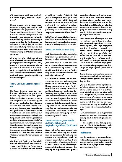 Vorschauseite 5: Prävention psychischer Störungen bei Kindern, Jugendlichen und jungen Erwachsenen – eine Bedarfsabfrage zur Entwicklung von Schulungskonzepten für Fachkräfte