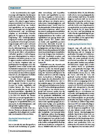 Vorschauseite 6: Prävention psychischer Störungen bei Kindern, Jugendlichen und jungen Erwachsenen – eine Bedarfsabfrage zur Entwicklung von Schulungskonzepten für Fachkräfte